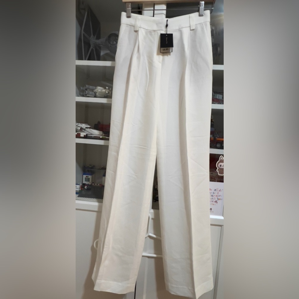 Massimo Dutti Cream Tailored Trousers